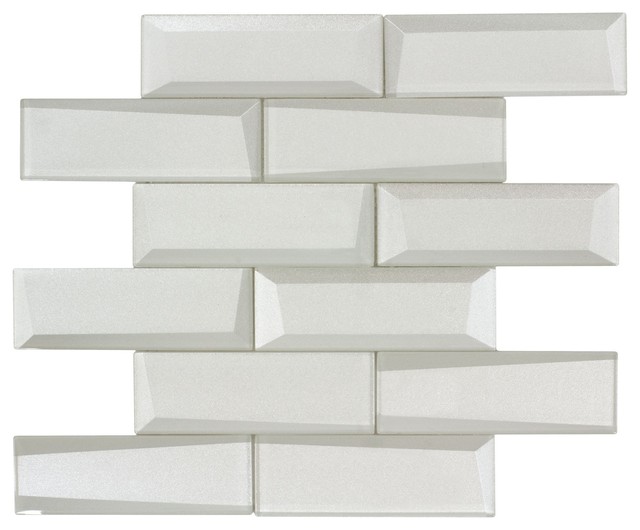 Mto0155 Modern Faceted Beveled Subway White Glossy Metallic Gl Mto0155 Modern Faceted Beveled Subway White Glossy Metallic Gl Mosaic Tile