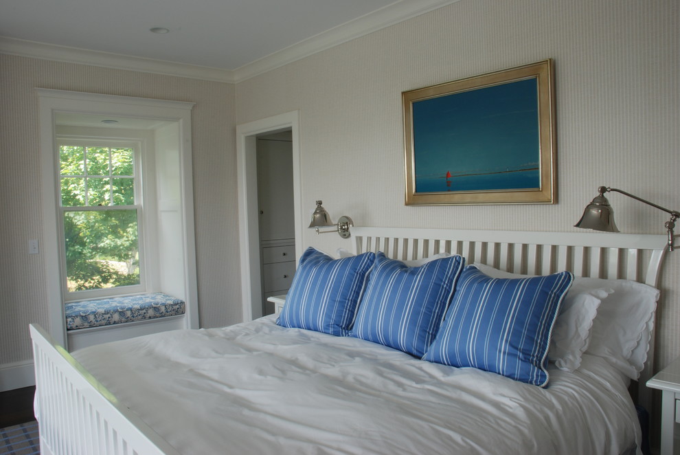 Design ideas for a beach style bedroom in Boston.