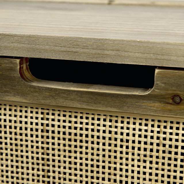 Set Of Two Brown and Natural Wood And Cane Storage Boxes - Tropical ...