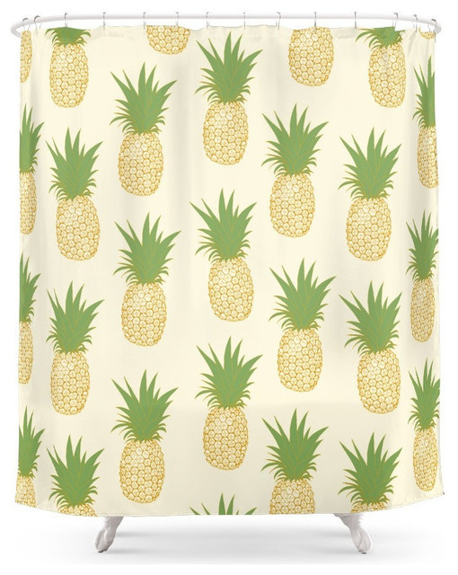 Pineapple Gold Shower Curtain Tropical Shower Curtains By