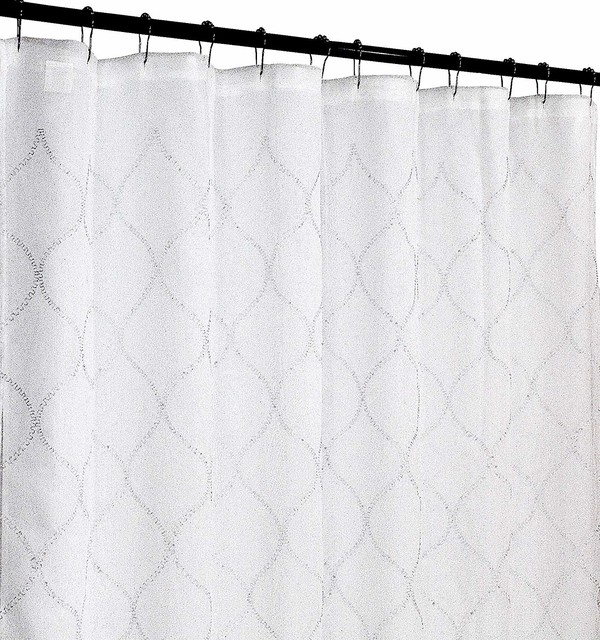 white pattern shower curtain