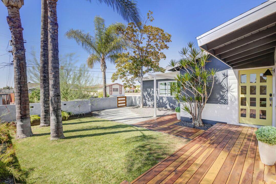 Mid-Century Modern Wooden Deck Front Entry Remodel