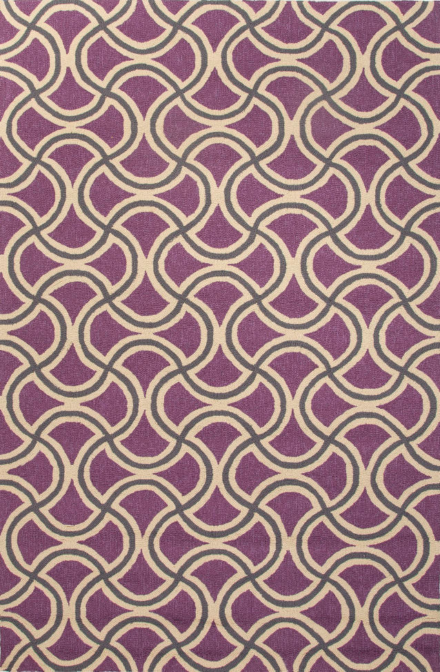 Jaipur Geometric Purple/Taupe Indoor-Outdoor Area Rug (5 x 7.6)