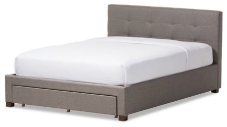 Brandy Fabric Upholstered Platform Bed With Storage Drawer, King