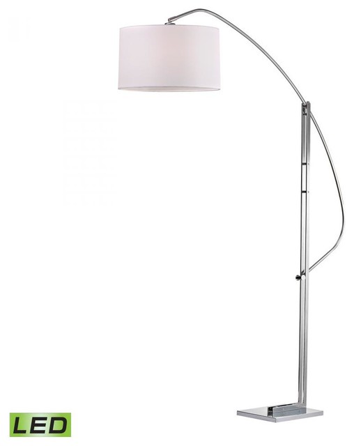 One Light Pure White Fabric Shade Polished Nickle Floor Lamp