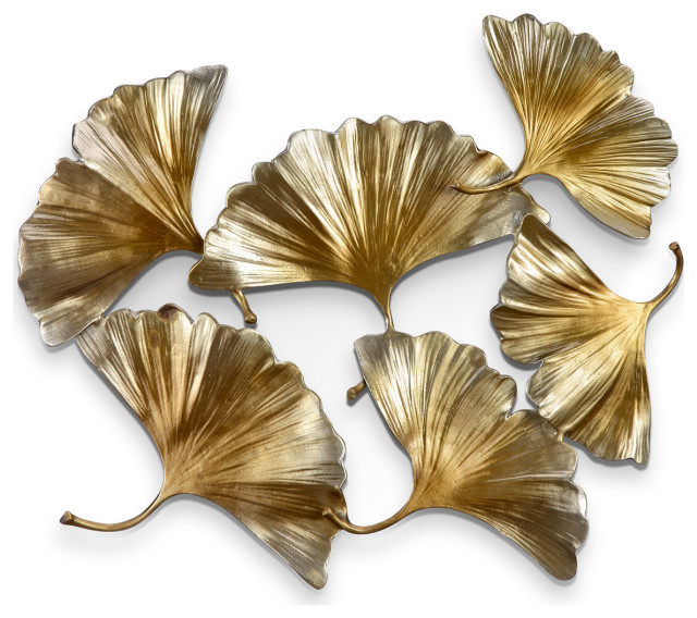 Aluminum Gingko Leaf Wall Art - Indoor/ Outdoor - Tropical - Metal Wall