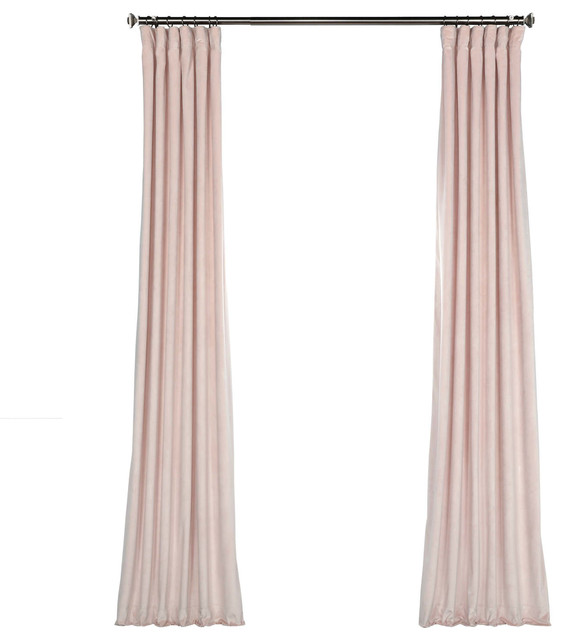 Heritage Plush Velvet Single Panel Curtain Contemporary Curtains Heritage Plush Velvet Curtain Single Panel Ballet Pink