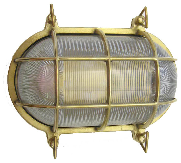 Nautical / Industrial Large Oval Cage Light (Indoor / Outdoor / Solid Brass), Un