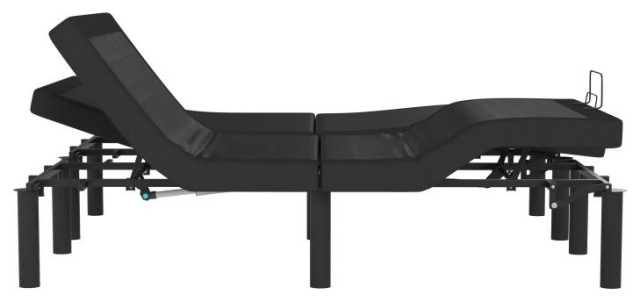 Selene Adjustable Upholstered Bed Base with Wireless Remote, Black, Split King