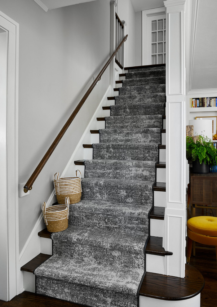 Inspiration for a transitional staircase remodel in Chicago