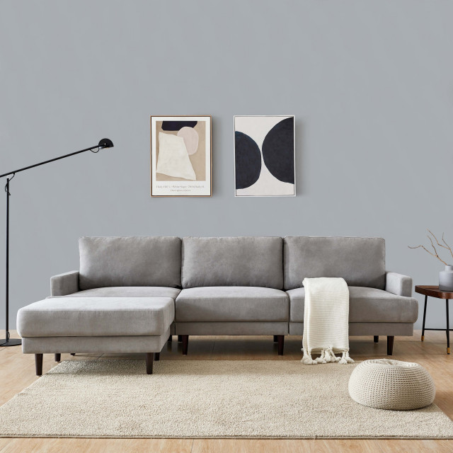 IL1042 Lincoln LShape Sofa, Gray Midcentury Sofas by IDEAZ