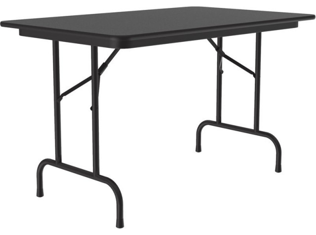 Correll 30"W x 48"D Melamine Top Folding Table in Black Granite