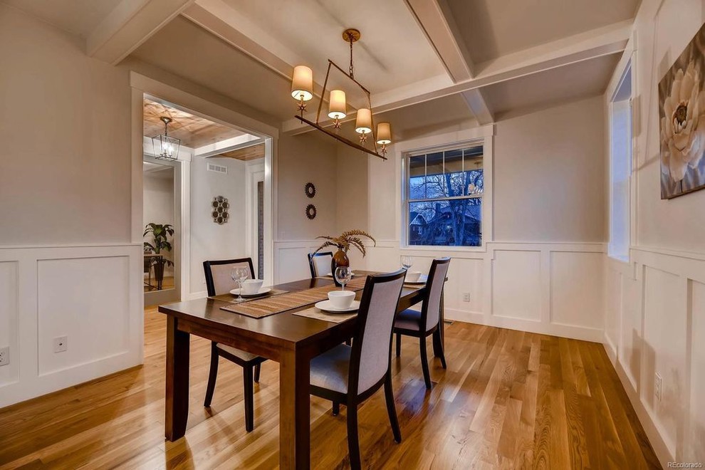 Transitional dining room photo in Denver