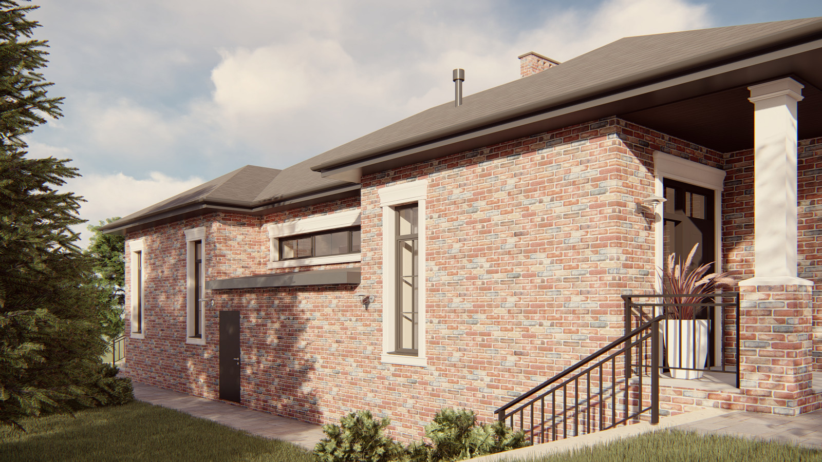 Одноэтажный дом с цокольным этажом