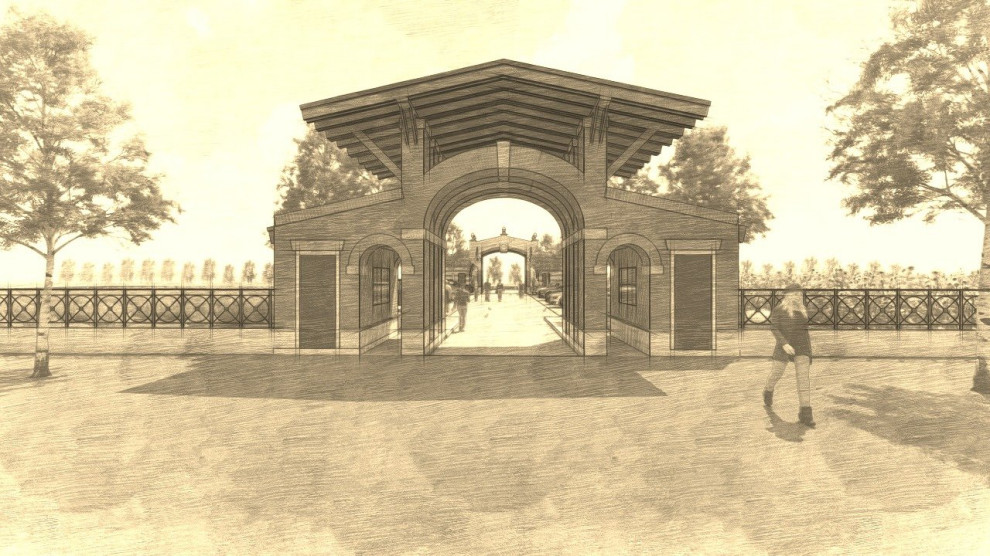 Entrance in small hotel complex