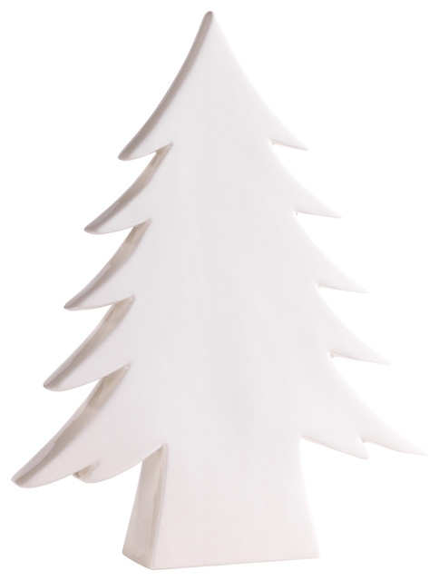 16.5" Tall "Teton" Ceramic Christmas Tree Tabletop Decoration, White