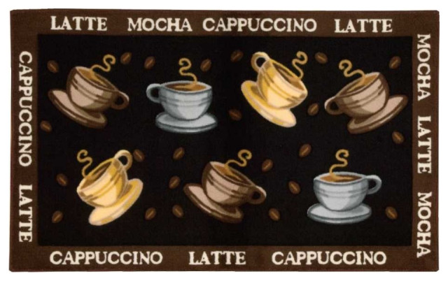 Accent Decor Coffee Cup Accent Rug, Black, 2'3"x3'9"