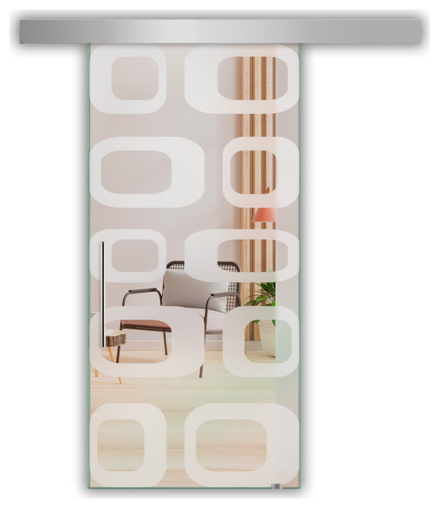 Sliding Glass Door With Designs ALU100, 24"x84"