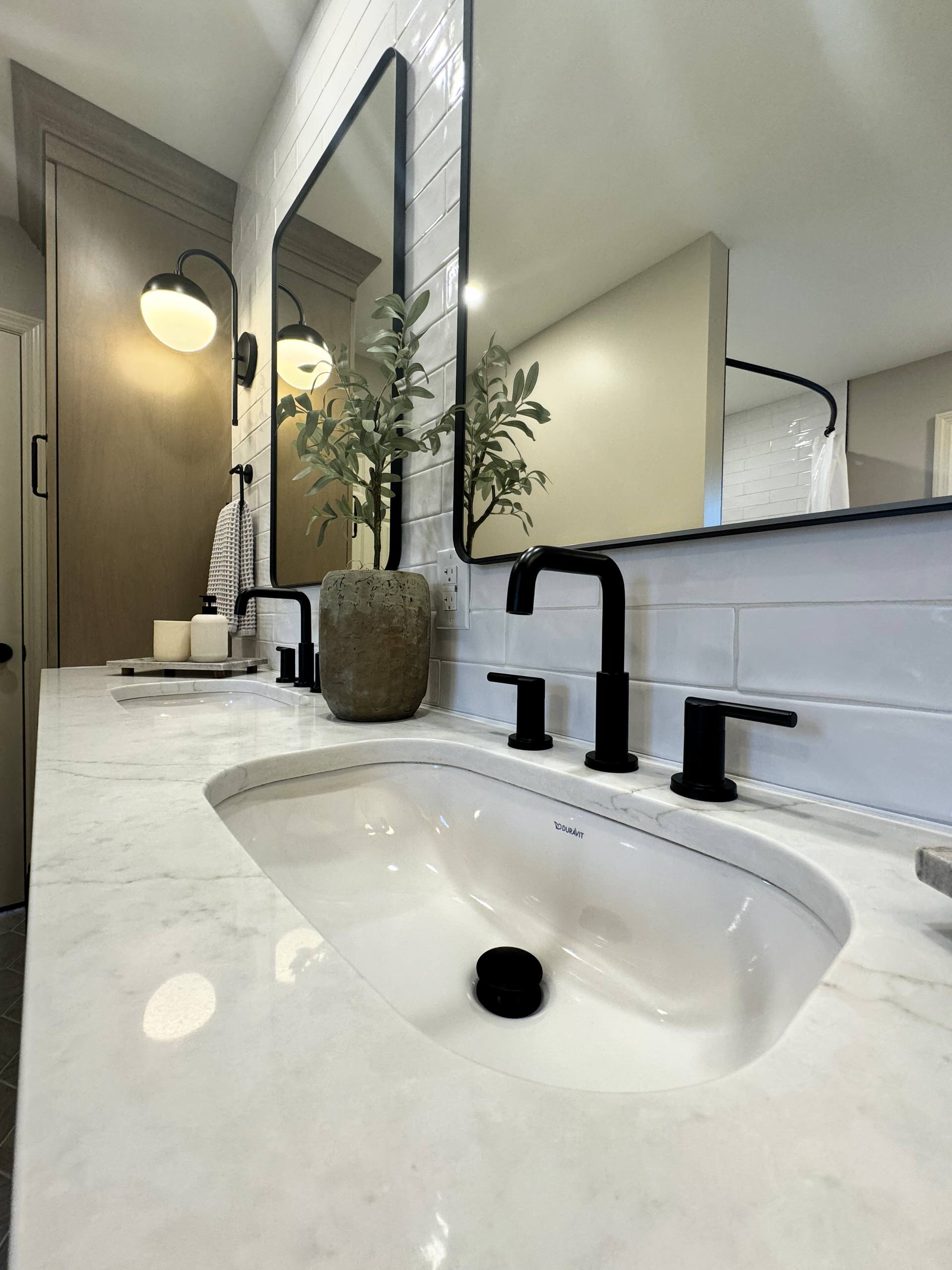 Elegant Rustic Luxe Bathroom renovation.