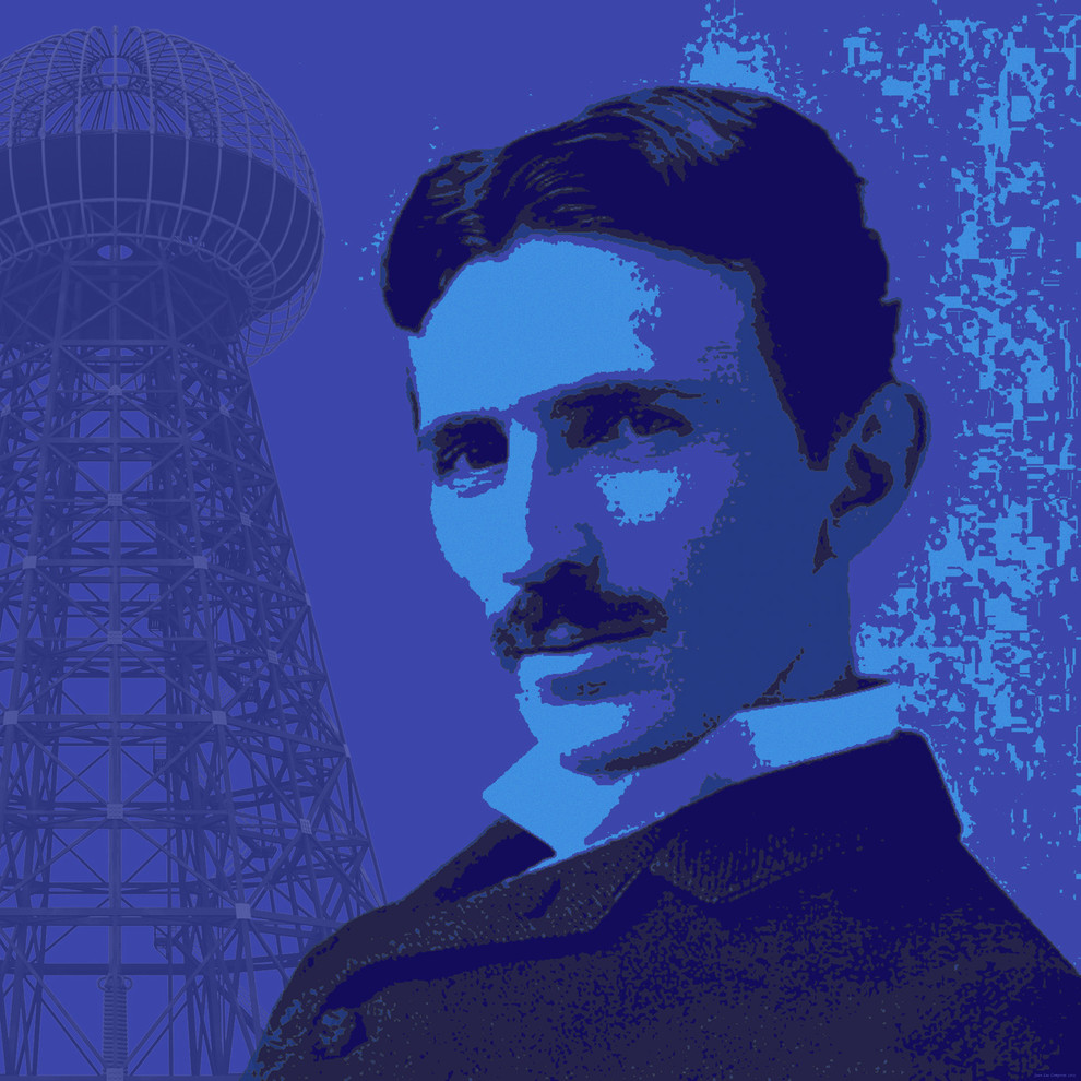 Nikola Tesla Pop Art Print., 24x24 Rolled - Contemporary - Prints And ...