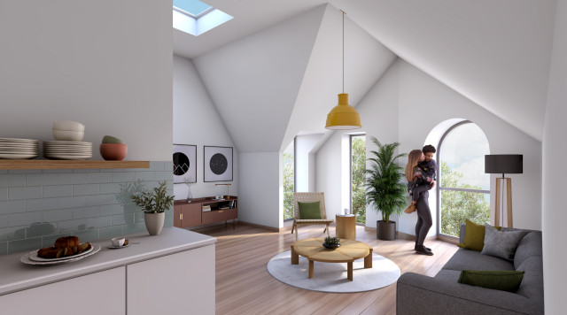 Living Room/ Kitchen Interior contemporary-vardagsrum