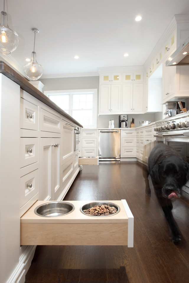 Built-in Dog Bowls - Transitional White Kitchen - Transitional - Kitchen - New York - by