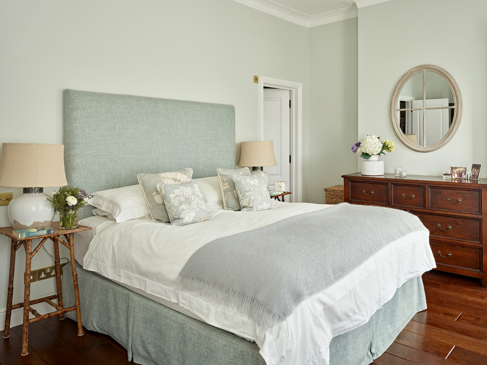 Inspiration for a mid-sized transitional bedroom in London.