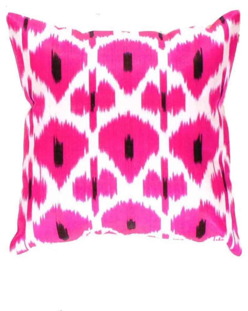 Canvello Turkish Ikat Pink Silk Pillow