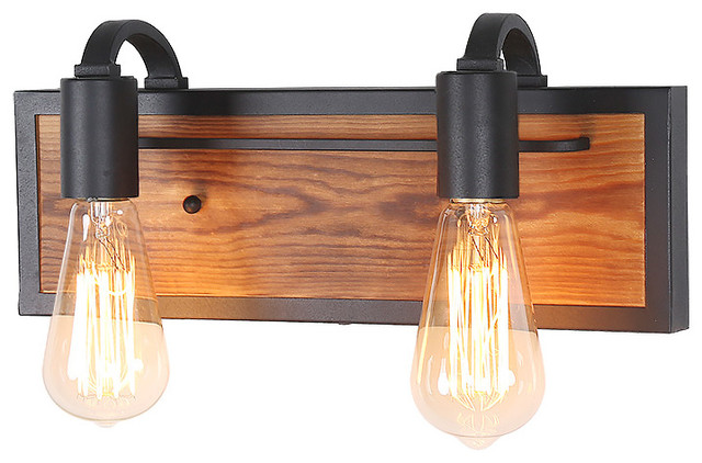LALUZ 2-Light Rustic Wall Lighting Black Wall Lamps Wood Wall Sconces -  Industrial - Wall Sconces - by lnclighting.llc | Houzz