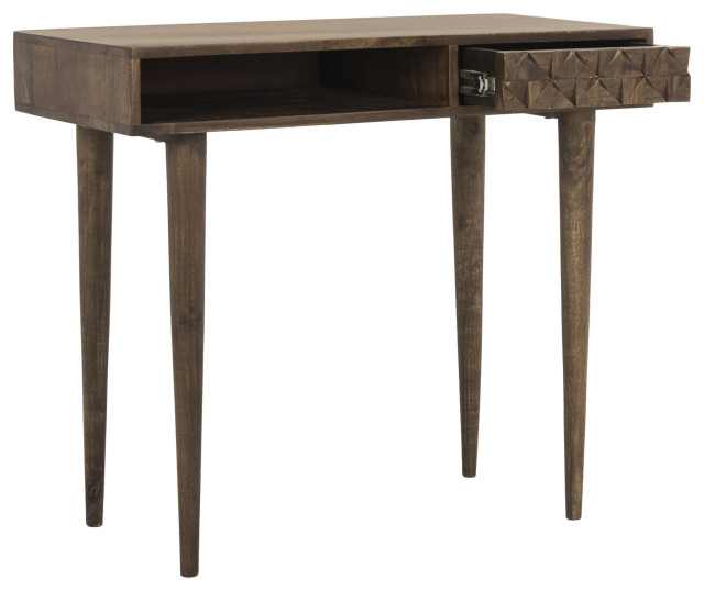 Transitional Desk, Tapered Legs & Unique Geometric Accented Drawer