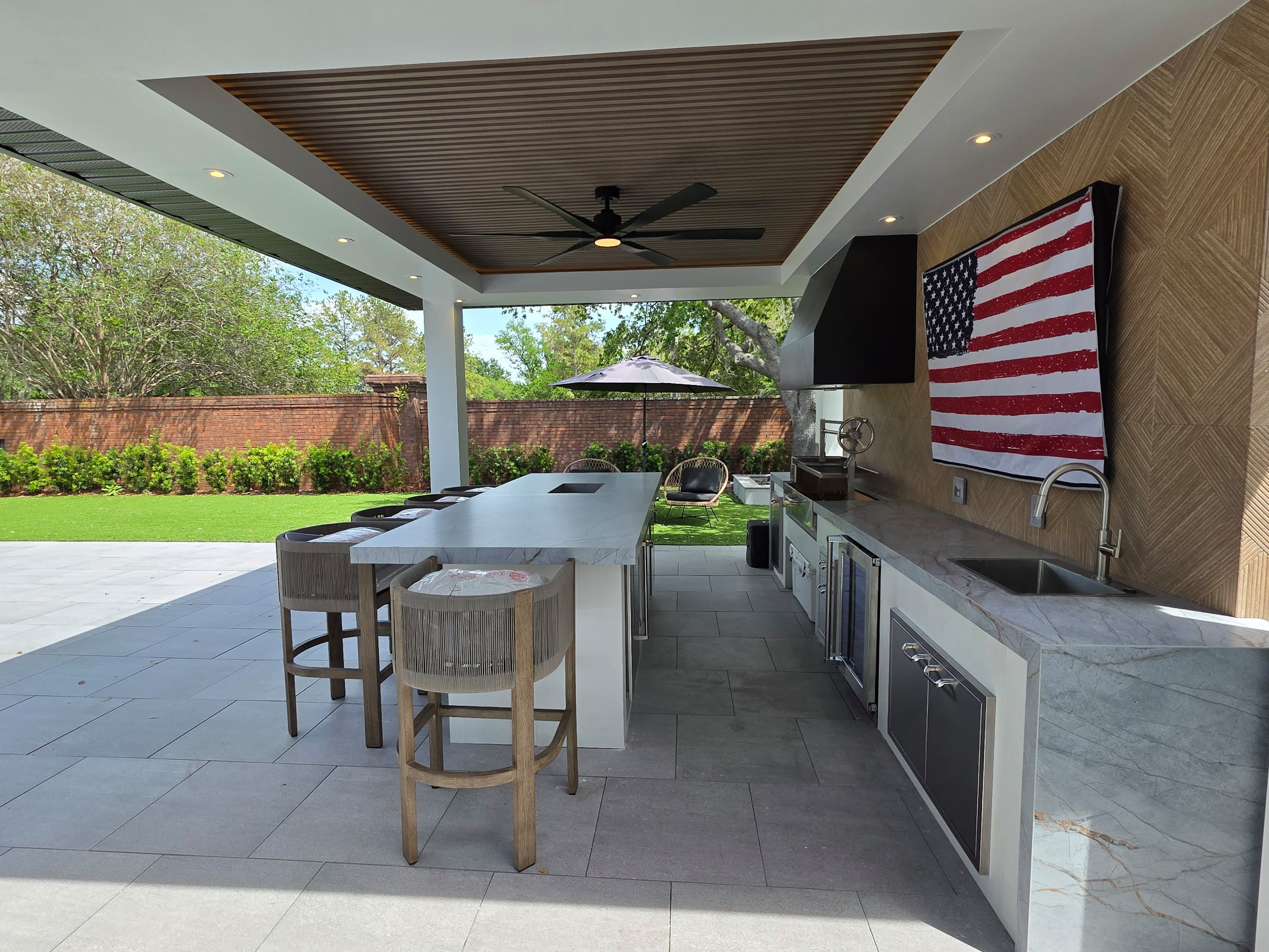 Pool Deck and Gazebo with Summer Kitchen