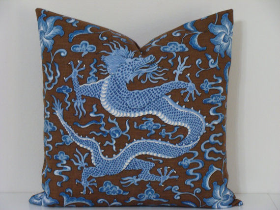 Scalamandre Chi En Dragon Designer Pillow Cover by Pillow Talk and More
