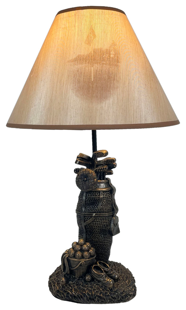 Golf Lovers Tee Light Golf Bag Table Lamp w/Decorative Shade, Medium