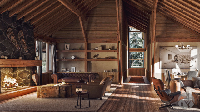 Cabin Design Rendering rustic-rendering