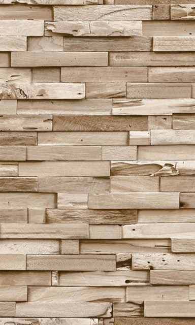 Rustic Wood Look Textured Wallpaper, Light Brown, Sample