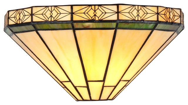 BELLE, Tiffany-style 1 Light Mission Wall Sconce, 12" Wide