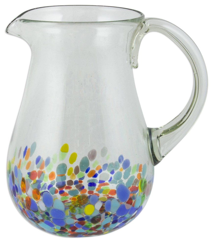 Confetti Festival Blown Glass Pitcher, Mexico Contemporary Pitchers