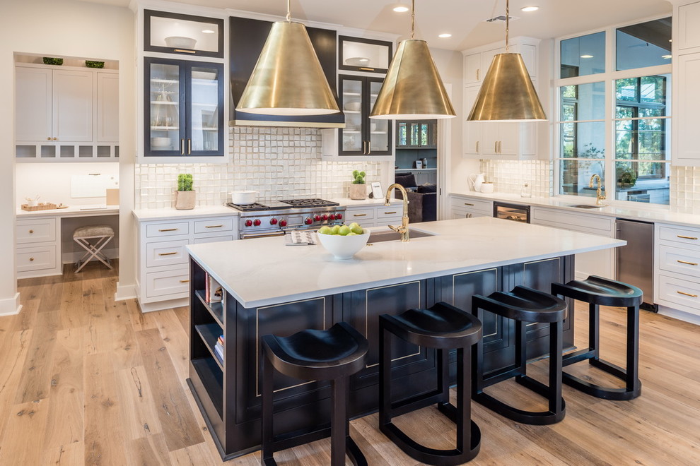 Example of a transitional kitchen design in Austin