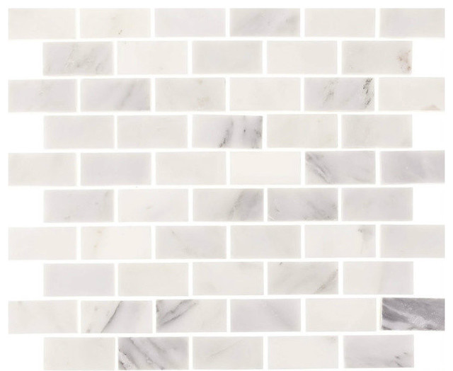 Aspen White Marble Minibrick Subway Tile, Sample