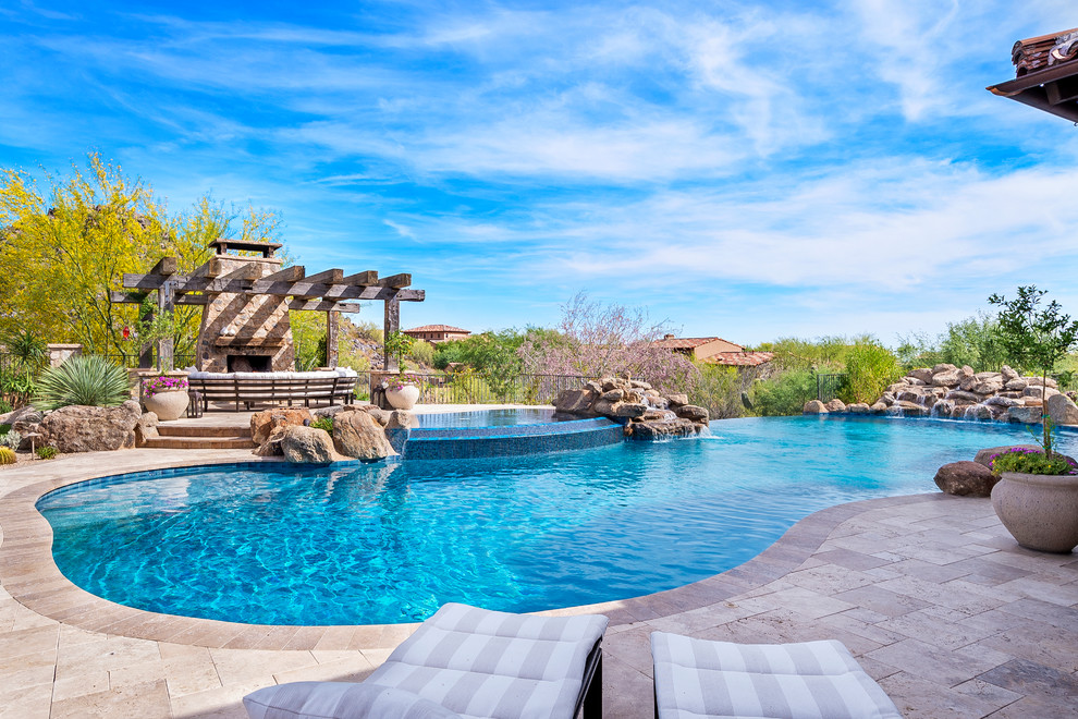 Example of a mountain style pool design in Phoenix