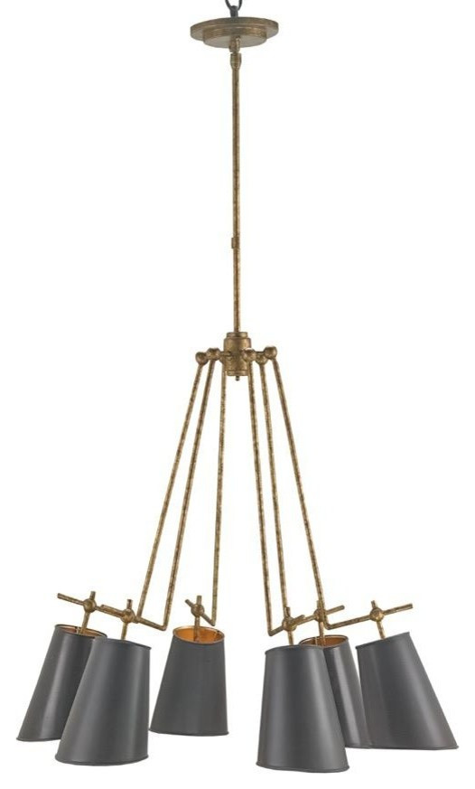 Currey And Company Jean-Louis Old Brass Six-Light 30'' Wide Chandelier