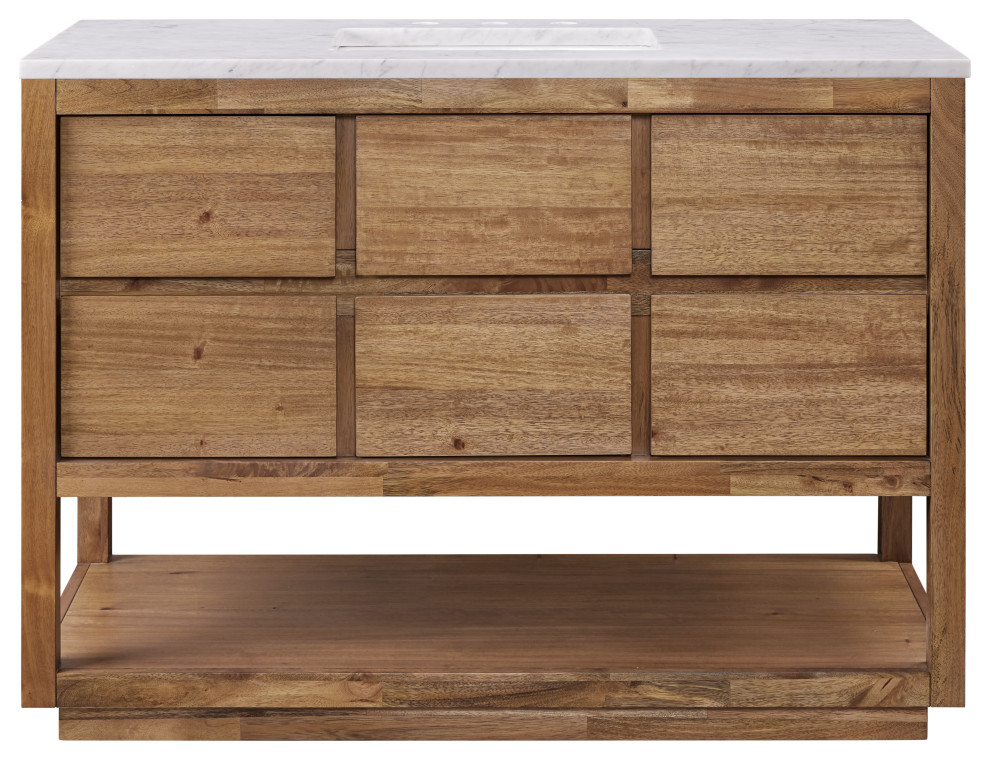 Oakman Marble Top Vanity in Mango Wood, 48 - Transitional - Bathroom Vanities And Sink Consoles ...