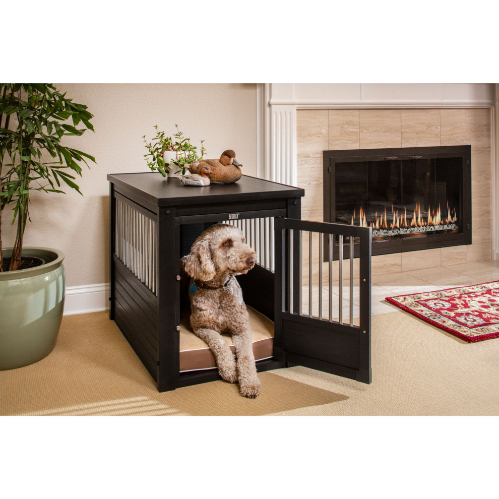 ECOFLEX® Dog Crate End Table Espresso Large, Large Traditional