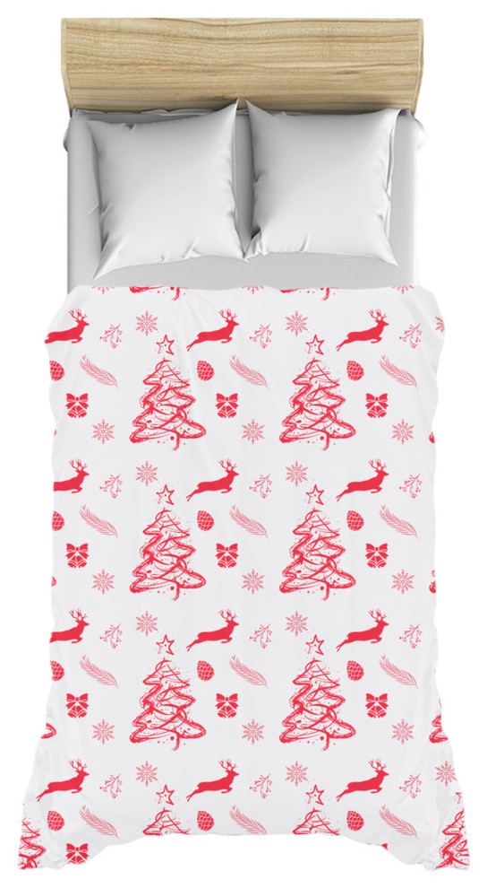 Christmas Pattern Red Duvet Cover, Twin Contemporary Duvet Covers