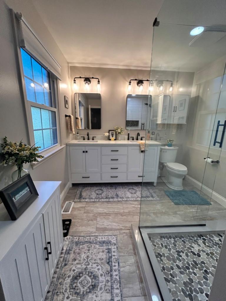 Bathroom renovation, tile, custom shower