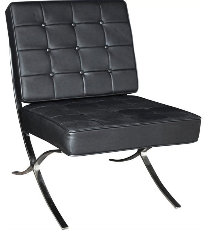 Regency Princeton Tufted Leather Lounge Chair in Black