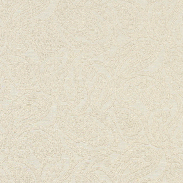 Off White Traditional Paisley Matelasse Upholstery Grade Fabric By The Yard