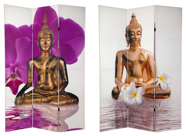 3-Panel Double Sided Thai Buddha Room Divider