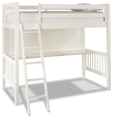 Pemberly Row Loft Twin Bed in White Finish