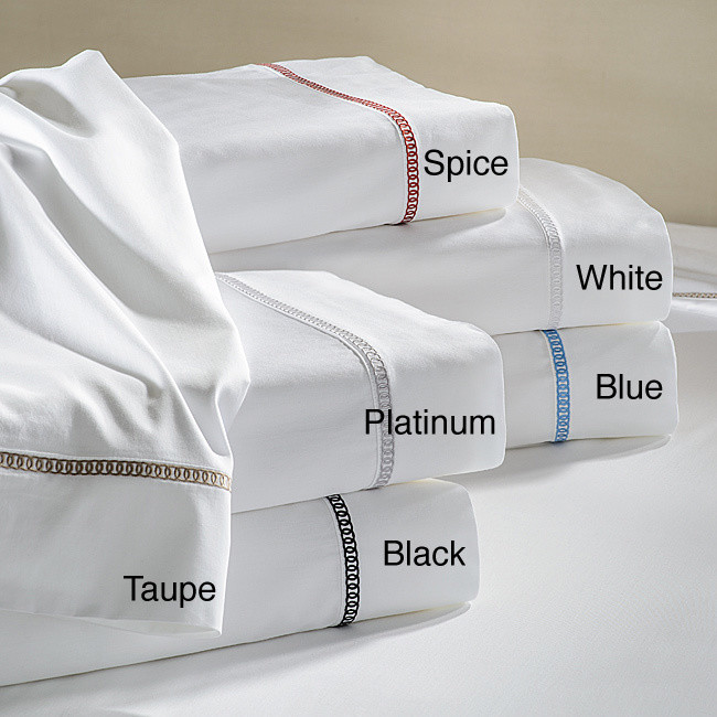 Links Embroidered Egyptian Cotton Sateen 300 Thread Count Sheet Set